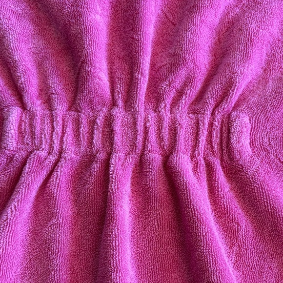 Hanna Andersson Terry Cloth Pink Hooded Swim Cover-Up Rainbow Trim SZ S Girls - Picture 5 of 6